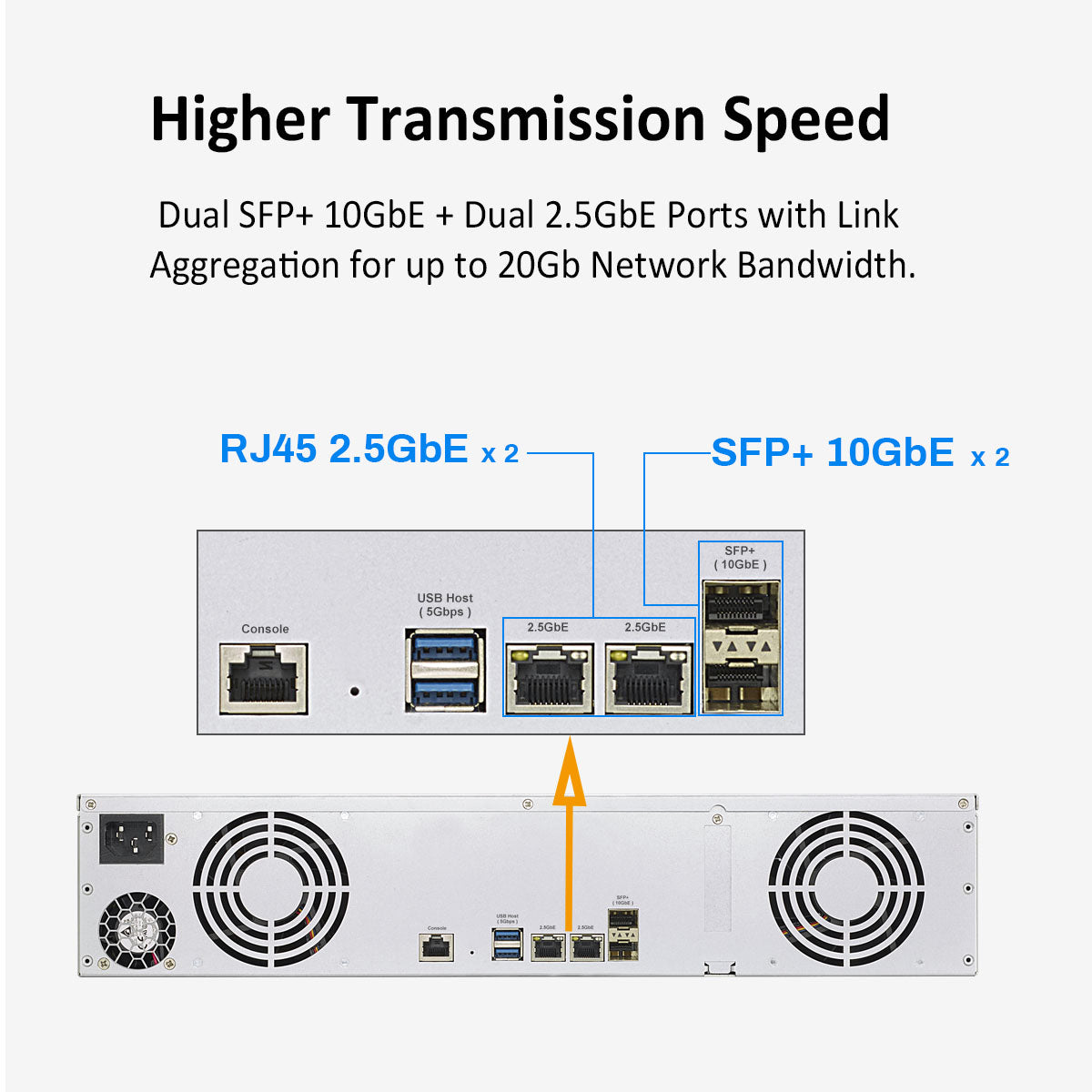 TERRAMASTER U8-450 8 盘位短深度机架式 NAS – 英特尔四核 CPU、8GB DDR4、双 SFP+ 10GbE 端口、双 2.5GbE 端口(无盘)