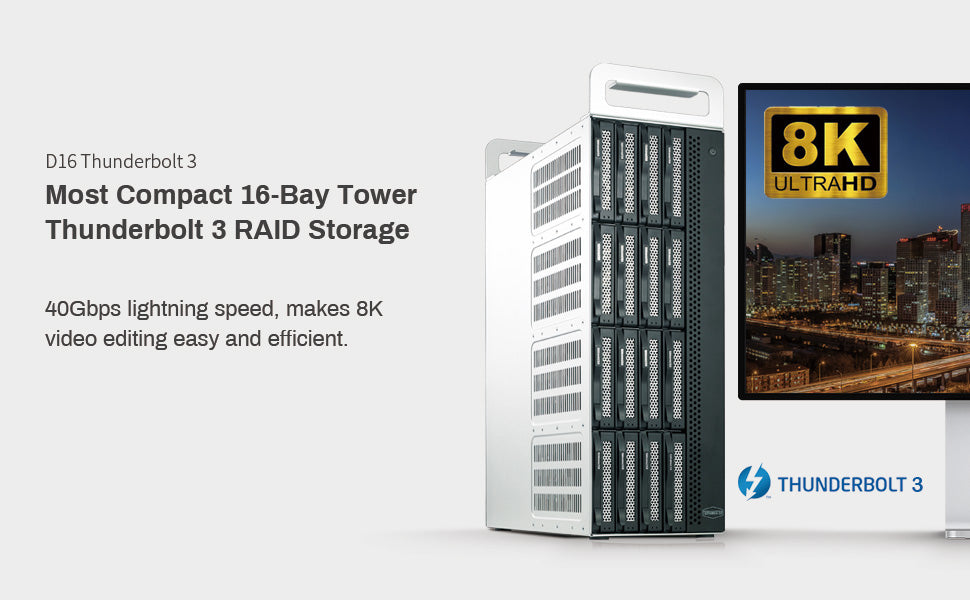 TERRAMASTER D16 Thunderbolt 3 Most Compact Professional External Hard Drive RAID Storage