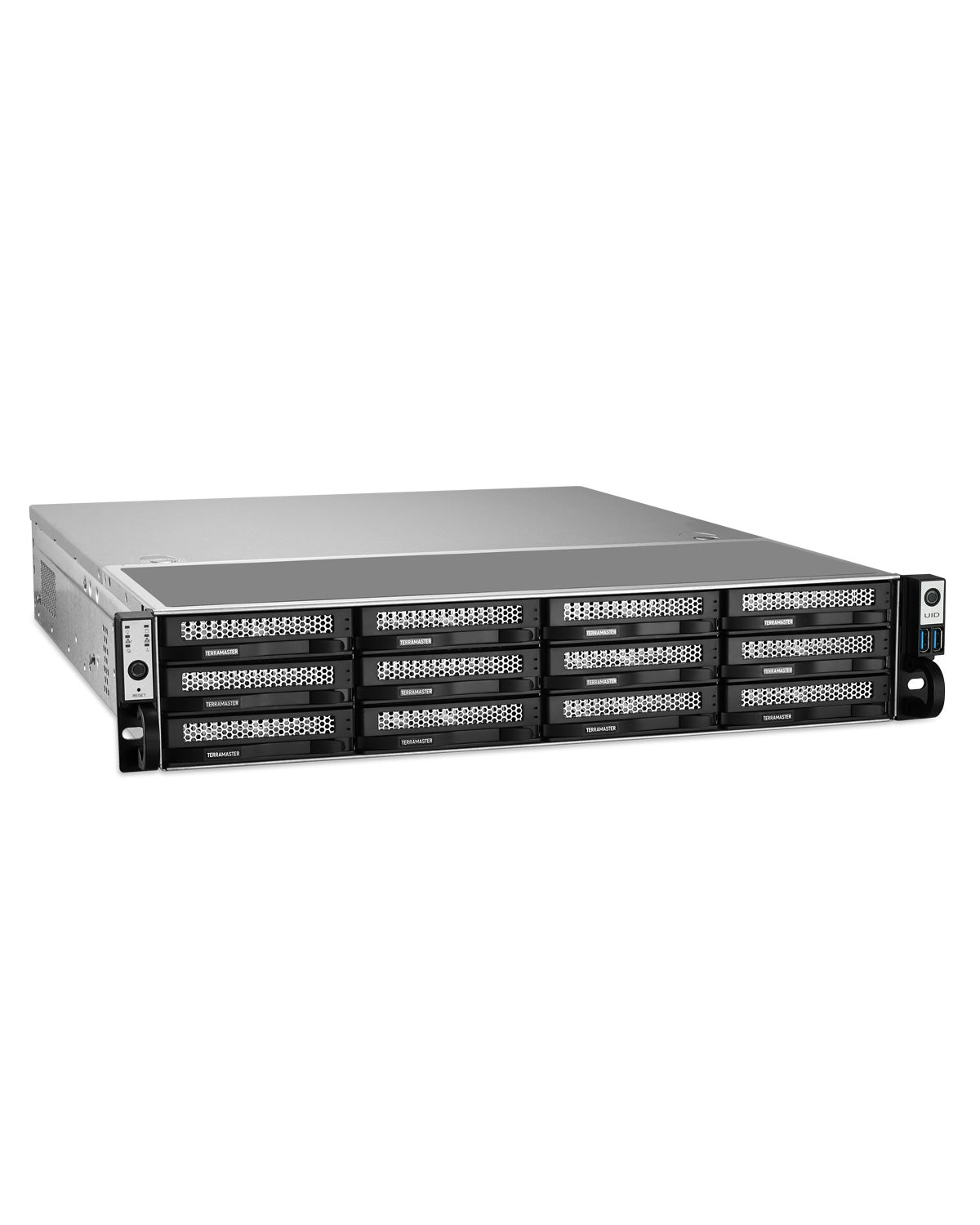 TERRAMASTER U12-500 Plus NAS 存储 - 12Bay Core i7 1255U 10 核 12 线程 CPU、16GB DDR5 RAM、双 10GbE 端口、2U 机架式网络附加存储，为企业提供最佳性能（无盘）