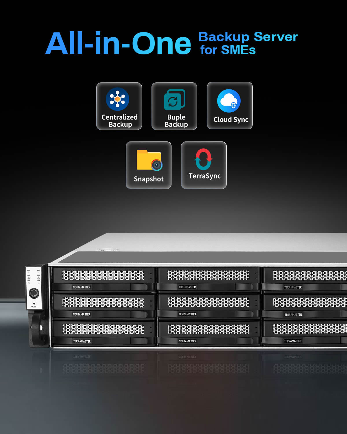 TERRAMASTER U12-500 Plus NAS 存储 - 12Bay Core i7 1255U 10 核 12 线程 CPU、16GB DDR5 RAM、双 10GbE 端口、2U 机架式网络附加存储，为企业提供最佳性能（无盘）