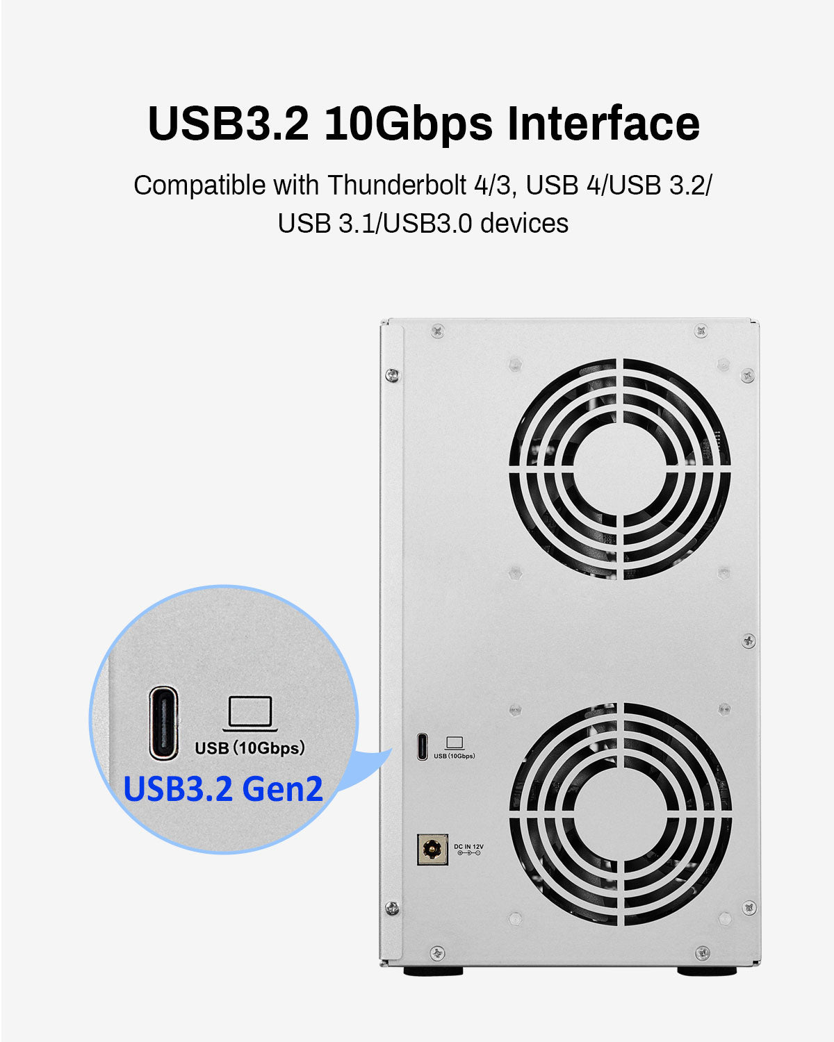TERRAMASTER D6-320 外置硬盘盒 - USB 3.2 Gen2 10Gbps Type-C HDD 存储热插拔即插即用（无盘） 