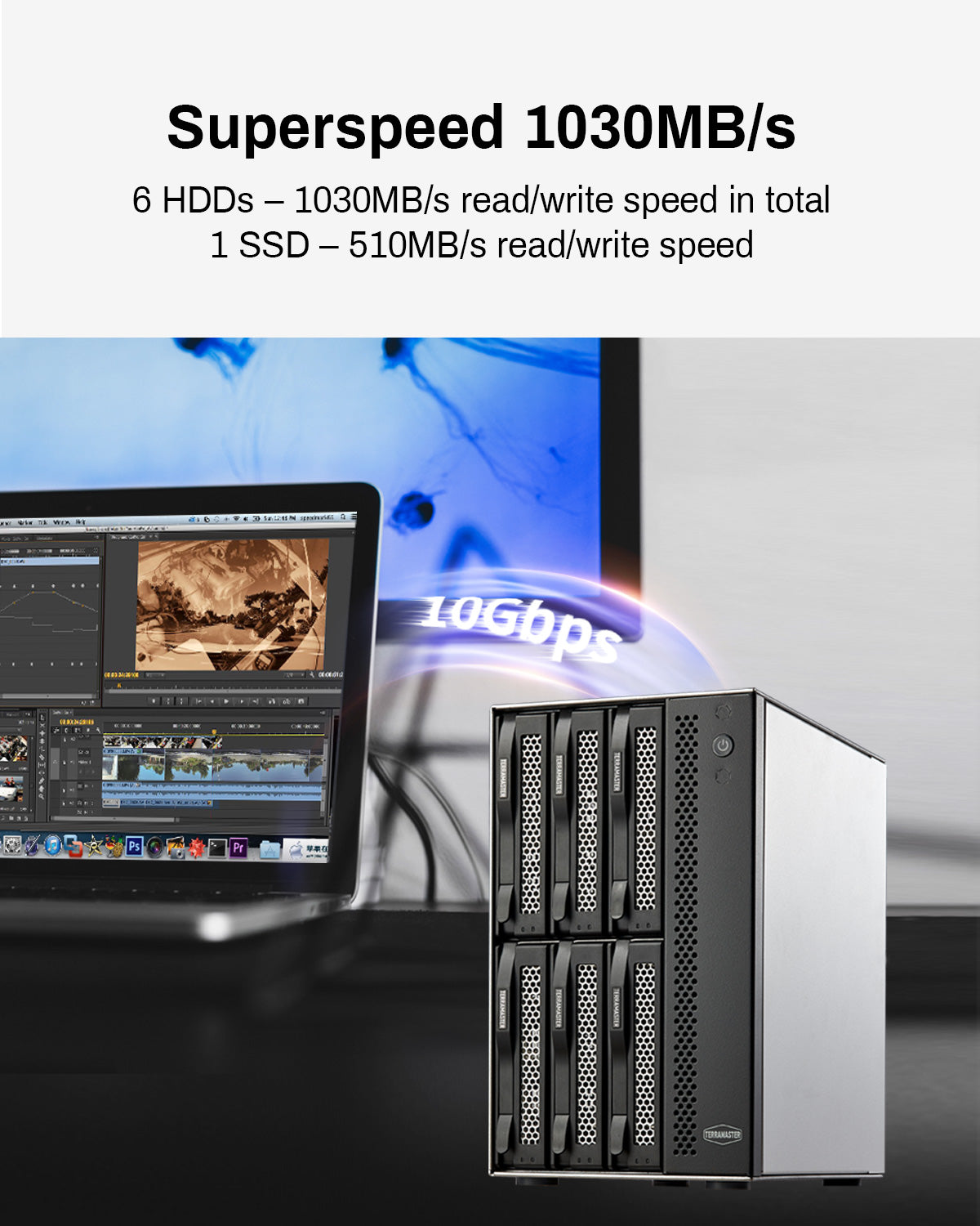 TERRAMASTER D6-320 外置硬盘盒 - USB 3.2 Gen2 10Gbps Type-C HDD 存储热插拔即插即用（无盘） 