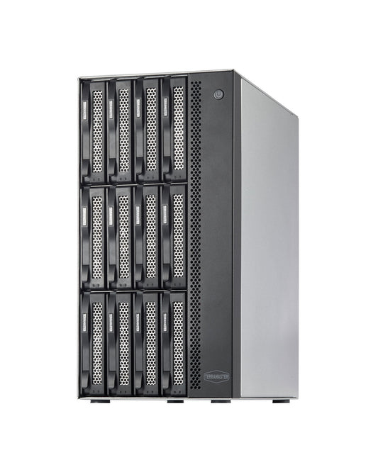 TERRAMASTER T12-450 12Bay 10Gb NAS 存储 - 英特尔四核 CPU、8GB DDR4、双 SFP+ 10GbE 接口、双 2.5GbE 端口、NAS 服务器（无盘） 