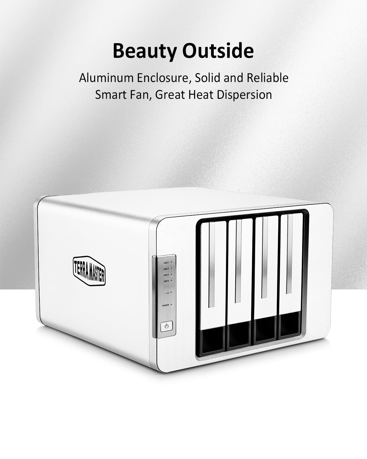TERRAMASTER F4-423 4-Bay 2.5GbE NAS，适用于 SMB，配备英特尔四核 CPU、4GB DDR4、2.5GbE 端口 x 2、网络存储服务器（无盘） 